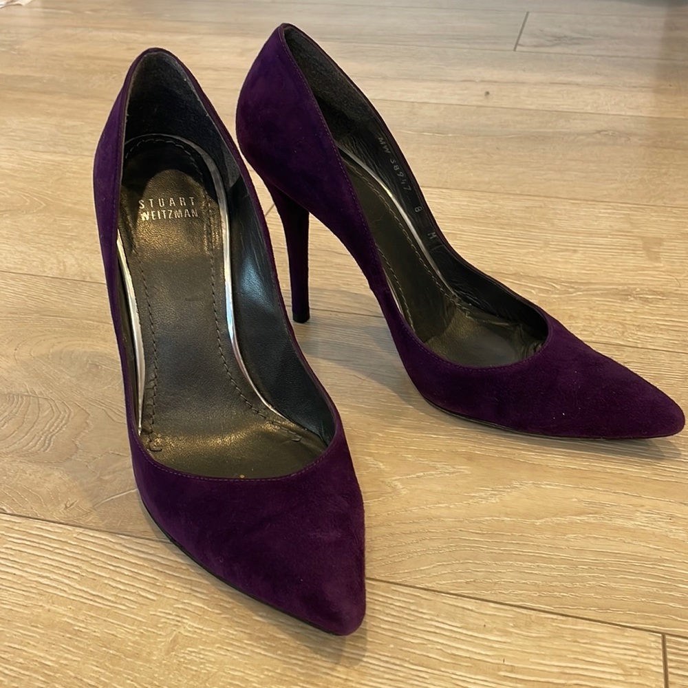 Stuart Weitzman, purple suede pumps